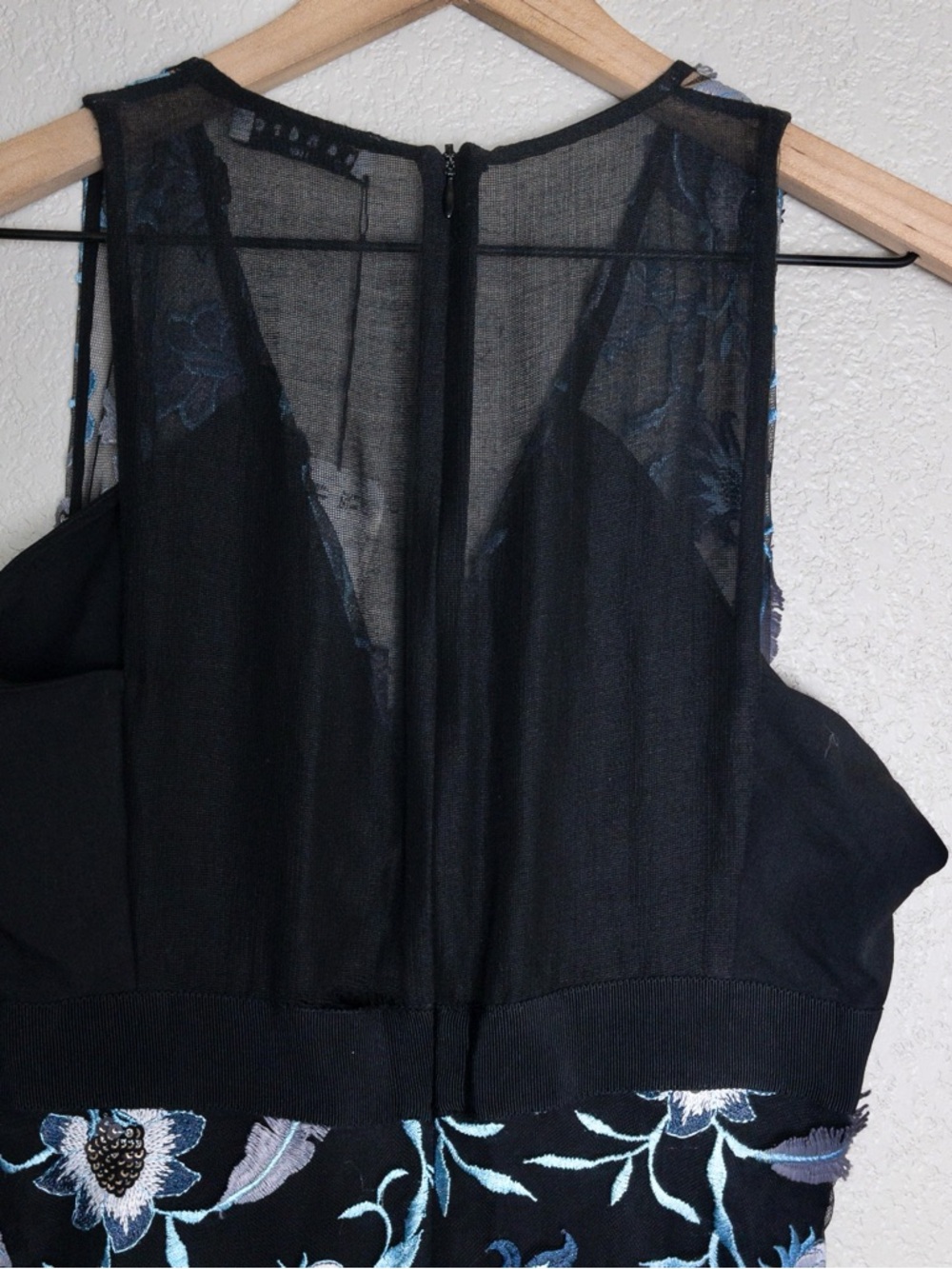 NWT Sandro Floral Embroidered Midi Dress 2 Black Blueshine Mesh Sheer Sleeveless - Picture 10 of 14